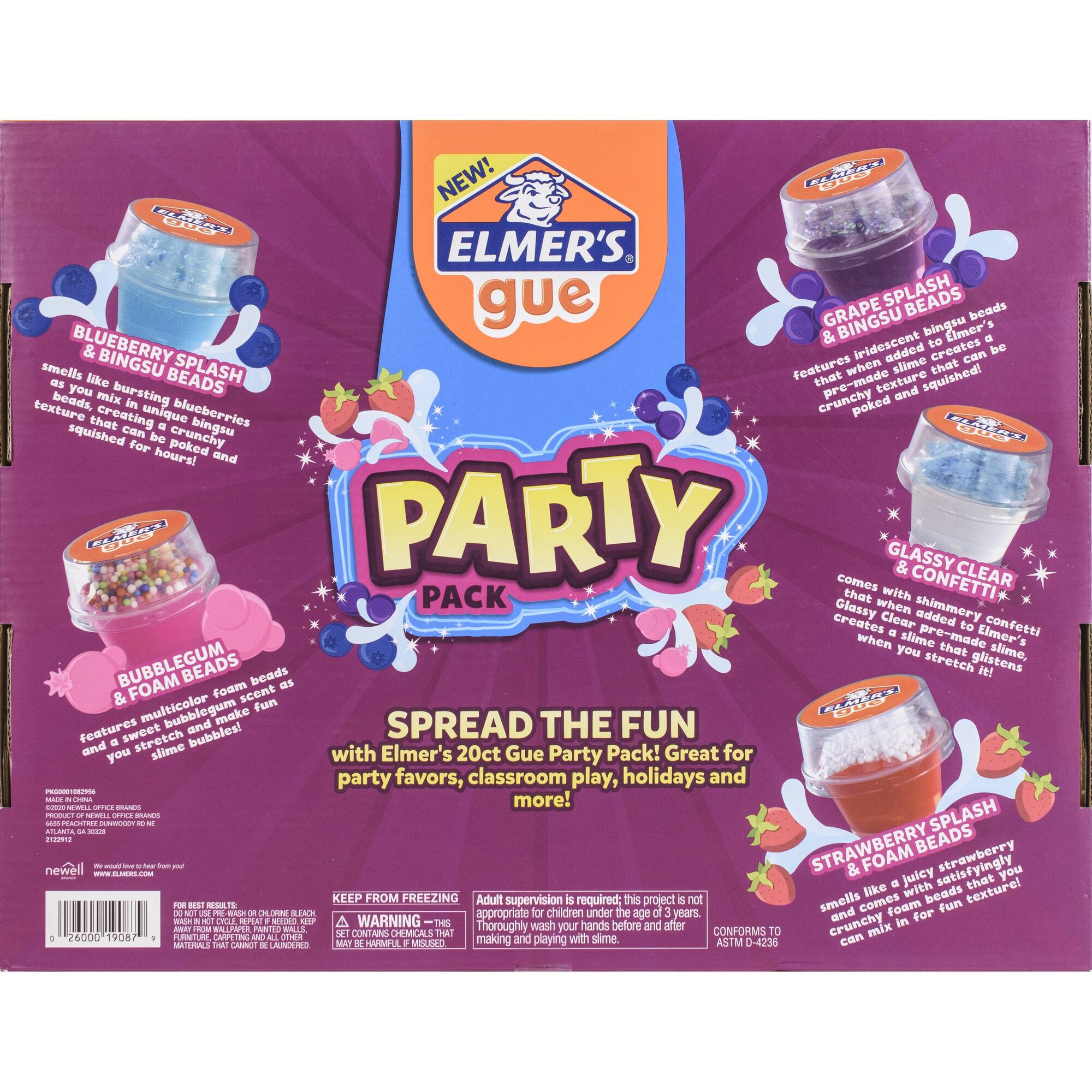 Elmer's Premade Slime Party Pack With Mix-Ins, 20ct.